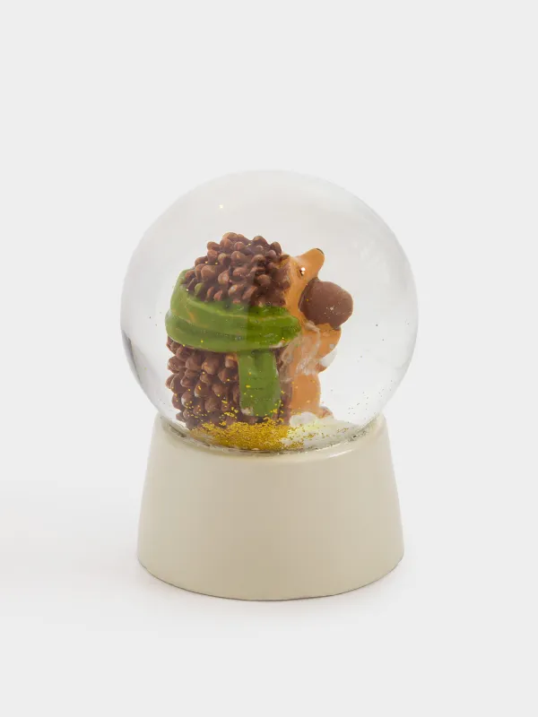 Снежный шар, 6 см, стекло/полирезин, молочный, Еж с грибом, Forest animals, image-3