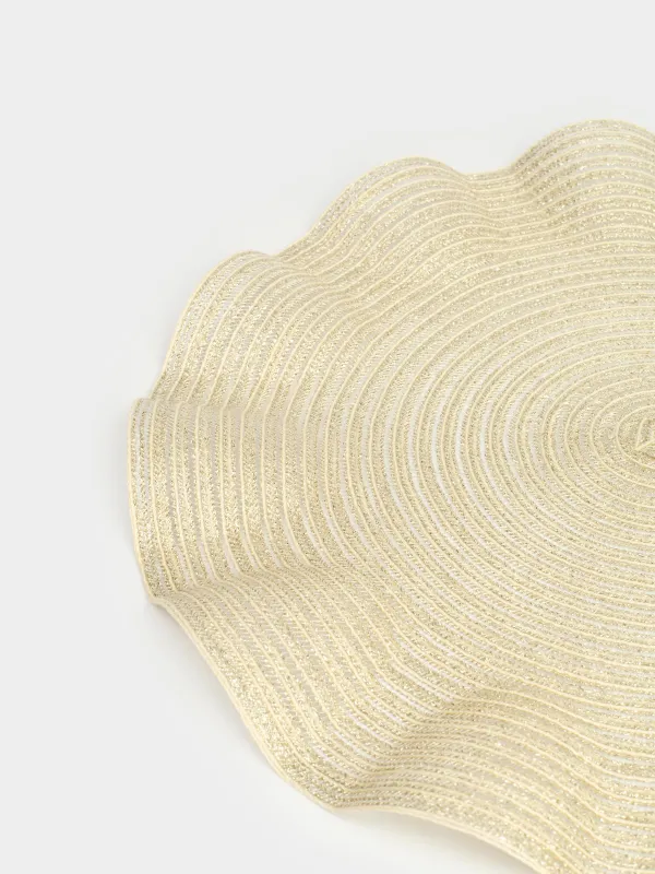 Аспаптарға арналған майлық, 38 см, ПЭТ, дөңгелек, алтын түстес, Толқынды жиектер, Rotary shine wave, image-1