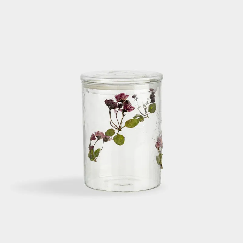 Сусымалы өнімдерге арналған құты, 900 мл, шыны Б, ішінде кептірілген гүлдері бар, Clear dried, image-0