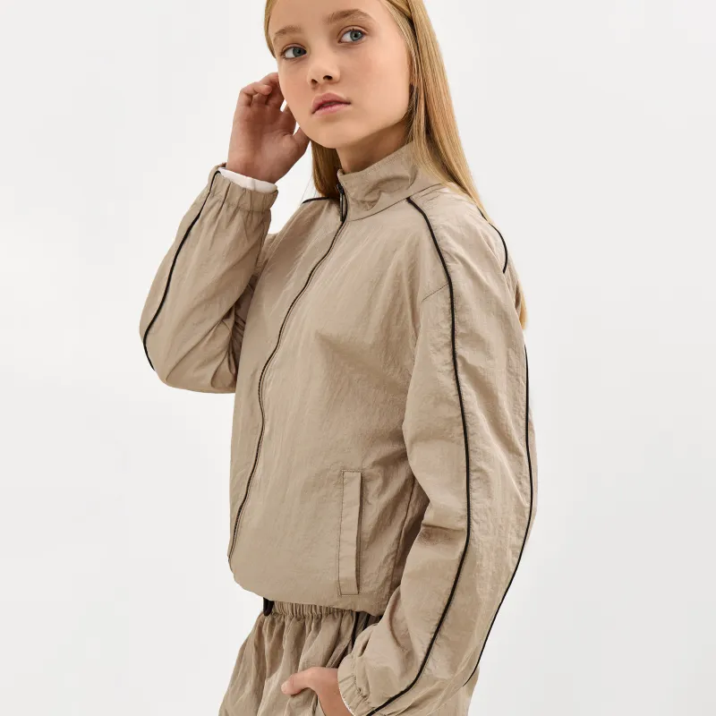 Ветровка детская, р. 122 см, для девочек, полиамид/полиэстер, бежевая, Alba