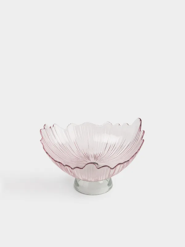 Ваза для фруктов, 30х16 см, на ножке, стекло Р, лиловая, Зеленая ножка, Verge, image-3