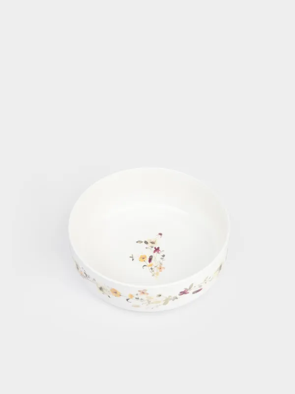 Салат ыдысы, 16х6 см, 700 мл, фарфор N, ақ, Сары гүлдер, Floweri, image-1