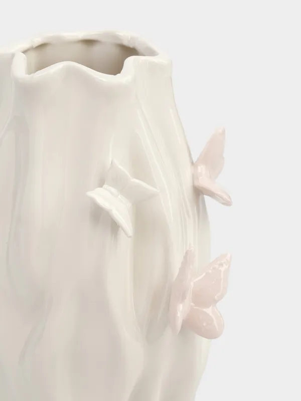 Гүл вазасы, 20 см, фарфор P, сүт түстес, Көбелектер, Butterfly, image-1