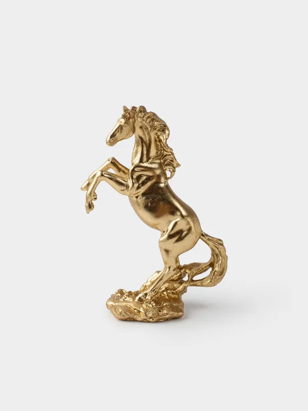 Мүсінше, 17 см, полирезин, алтын, Жылқы, Horse gold, image-0