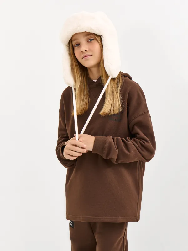 Балалар құлақшын-бас киімі, 52-54 см, жасанды үлбір, сүт түстес, Furry, image-1