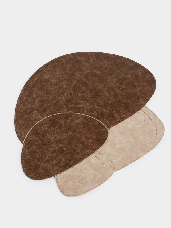 Салфетка под приборы, 40х45 см, ПВХ/полиэстер, фигурная, бежево-коричневая, Грибы, Rock shape, image-4