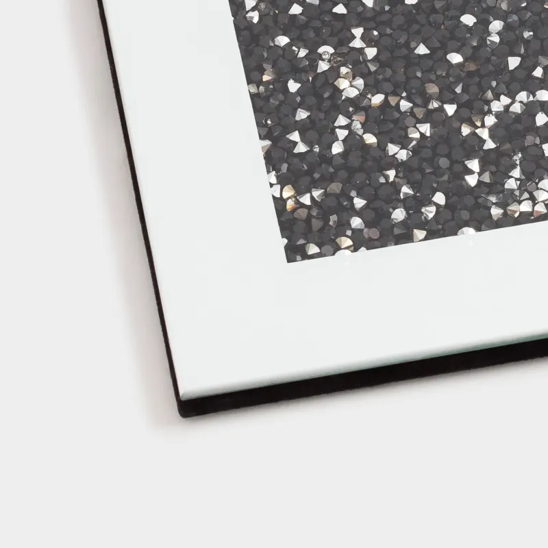 Саптыаяқ тұғыры, 10 см, шыны, шаршы, айна, Қара кристалдар, Glossy crystal, image-2