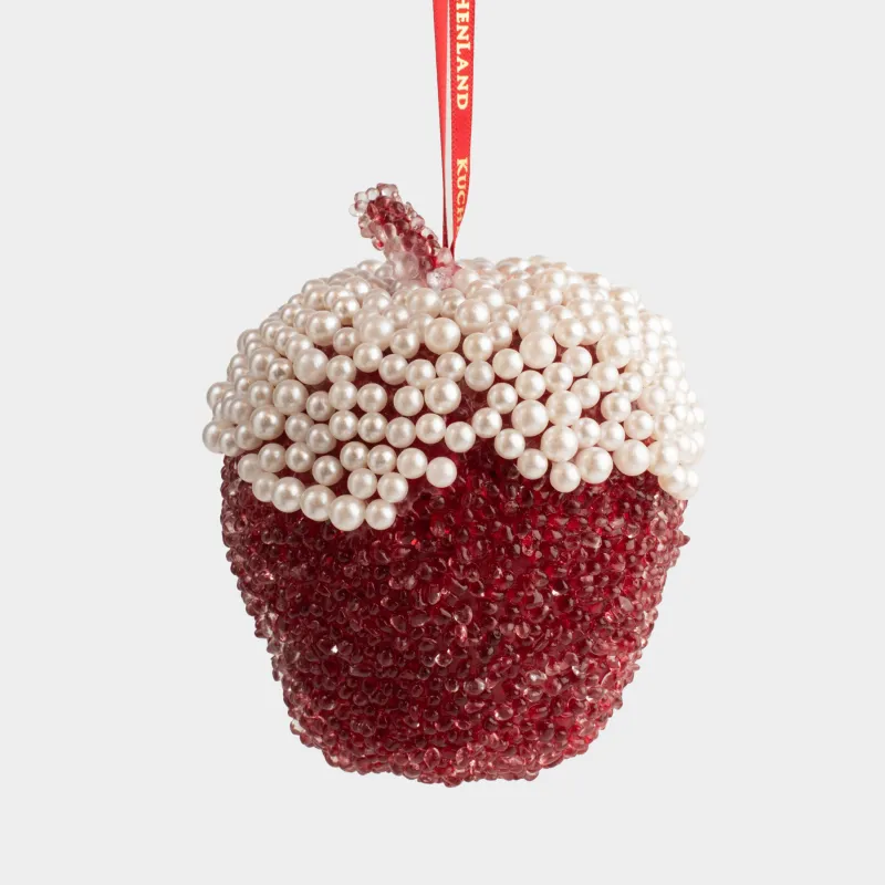 Шырша ойыншығы, 12 см, пенопласт/пластик, қызыл, Моншақтары бар алма, Fruits