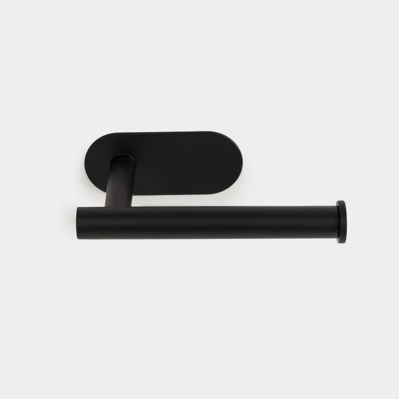 Держатель для туалетной бумаги, 16 см, настенный, на липучке, сталь, черный, Total black, image-2