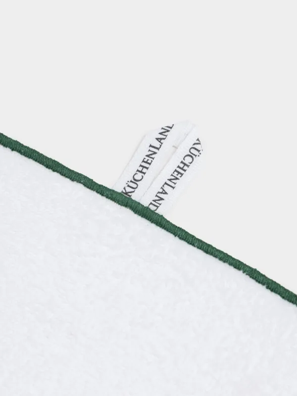 Полотенце кухонное, 40х60 см, хлопок, белое, с зеленым кантом, Домик и ели, Forest house, image-2