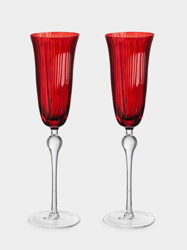 Бокал для шампанского, 180 мл, 2 шт, стекло, красный, Piemont, image-0