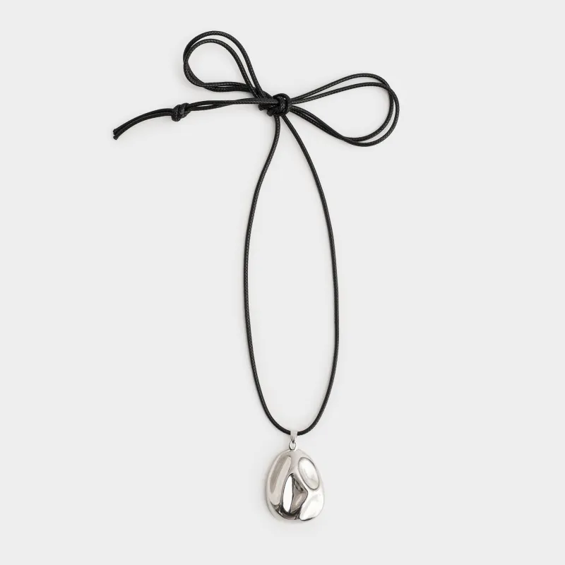 Цепочка-шнурок, 1 м, металл/полиэстер, серебристая, Кулон, Jewelry