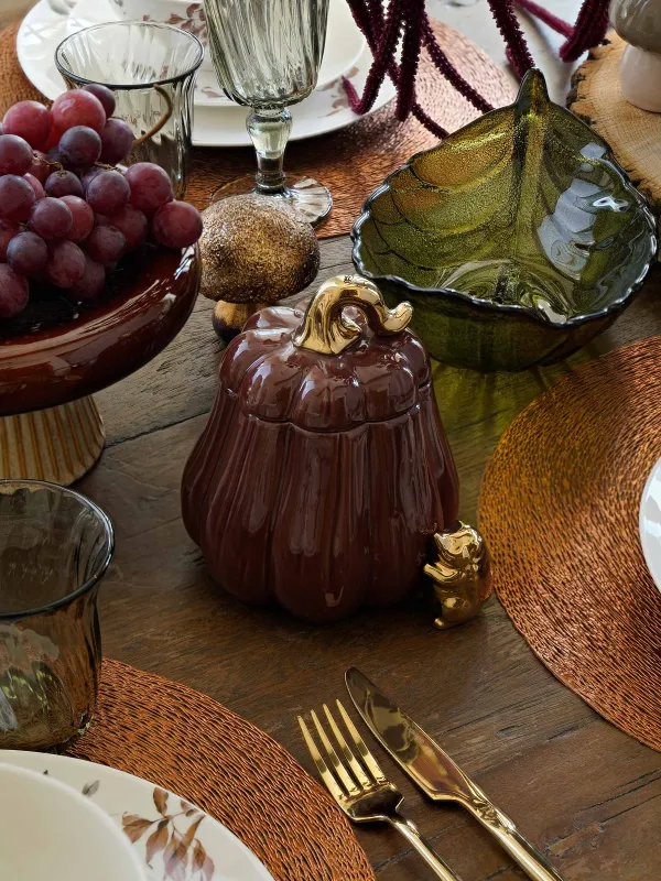 Сақтау ыдысы, 15х16 см, мл, керамика, қою қызыл-алтын, Асқабақтағы кірпі, Colors autumn, image-7