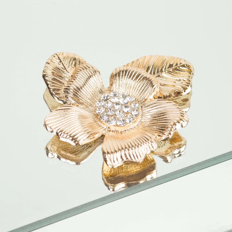 Зергерлік қорап, 15х9 см, шыны, айна, Алтын гүл, Glossy, image-4