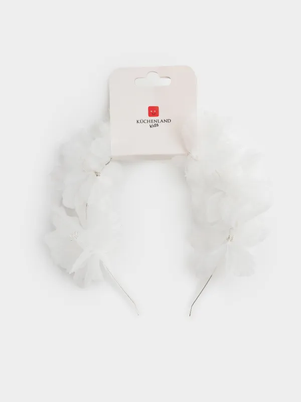 Ободок для волос, 13х15 см, детский, полиэстер/стекло, белый, Цветы, Hairstyle, image-3