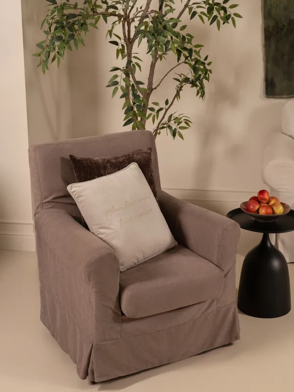 Сәндік жастық, 45х45 см, барқыт, сүт түстес, Scroll, image-2