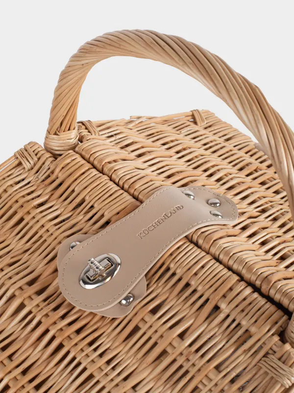 Пикник себеті, 40х28 см, 4 адам, 21 зат, көрпе, жүзім сабағы, сарғылт-қоңыр, Picnic, image-5