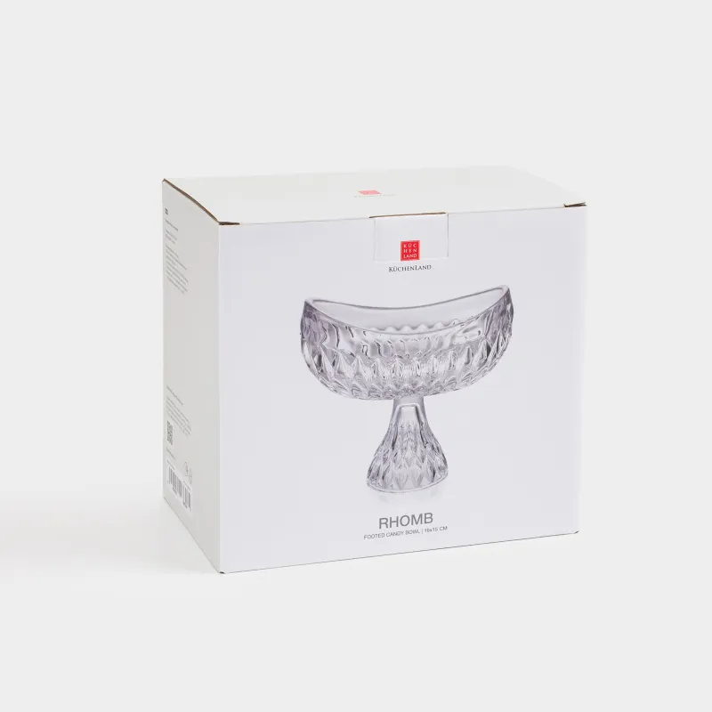 Конфетница, 18х16 см, на ножке, стекло Р, Rhomb, image-5