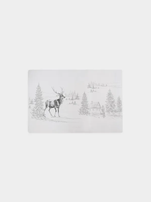 Салфетка под приборы, 30х45 см, Олень и домик, Rock print, image-0