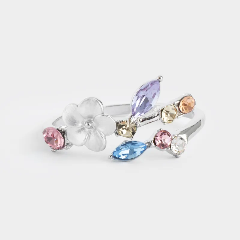 Майлық сақинасы, 4 см, металл, күміс, Гүл мен жапырақтар, Breath spring, image-2