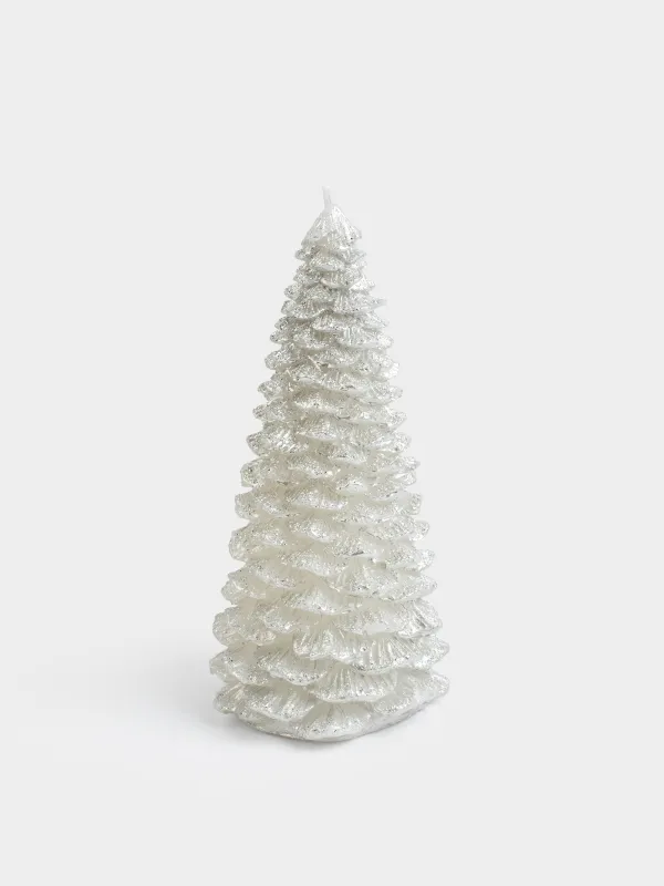 Шам, 18 см, жылтырақтары бар, күміс, Шырша, Fir candle, image-0