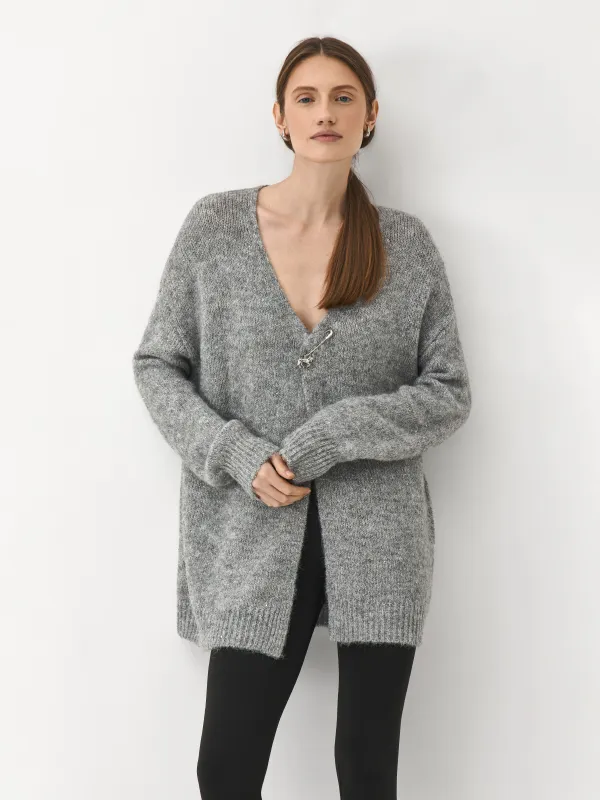 Әйелдер кардиганы, өлшемі S/M, полиэстер/нейлон/акрил/жүн, сұр, Encarna, image-0