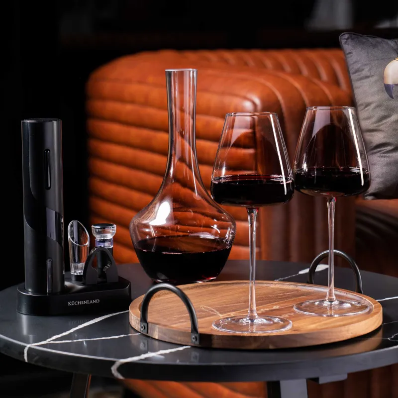 Набор винный, 5 пр, с вакуумной пробкой, на подставке, пластик/сталь, черный, Flux, image-6