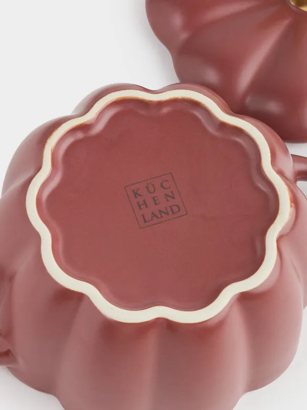 Кокотница, 11 см, 340 мл, қақпағы бар, керамика, қою қызыл-алтын, Асқабақ, Pumpkin, image-5