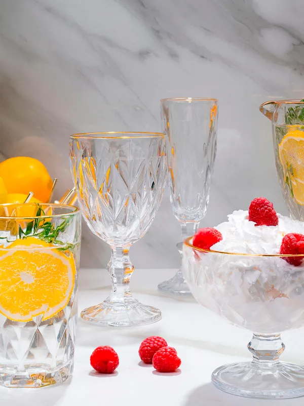 Шарап бокал-кубогы, 300 мл, шыны Р, алтын жиегі бар, Rhomb gold, image-5