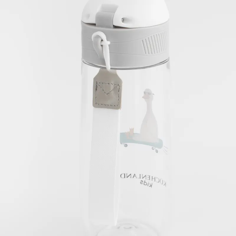 Бутылка, детская, 600 мл, с ремешком, тритан, серая, Гусь, Kiddy, image-3