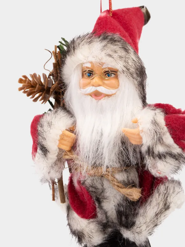 Шырша ойыншығы, 13 см, пластик/полиэстер, қызыл, Шыршасы бар үлбір киген Аяз ата, Magic time, image-3