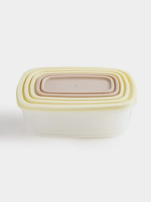 Контейнерлер жинағы, 5 дана, пластик, тікбұрышты, сүт/сұр-қоңыр, Rista, image-1