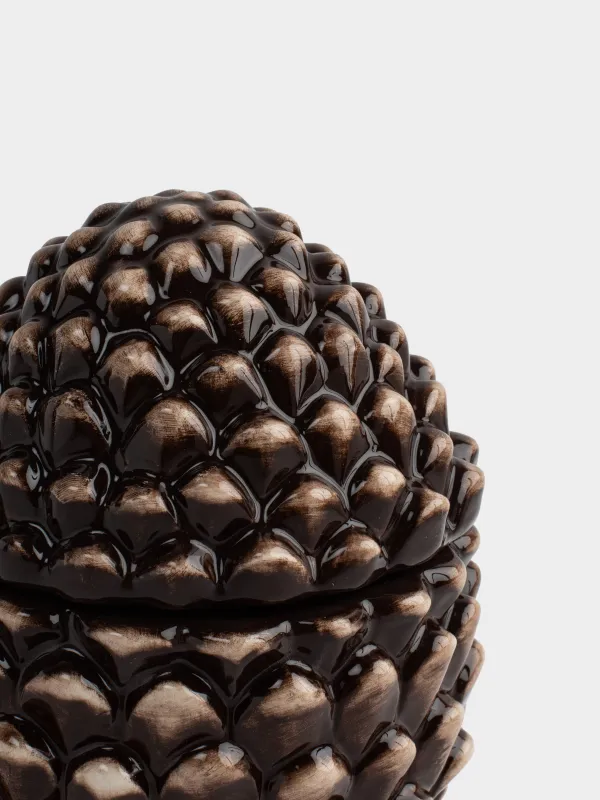 Емкость для хранения, 12х15 см, 490 мл, керамика D, коричневая, Шишка, Winter delice, image-1