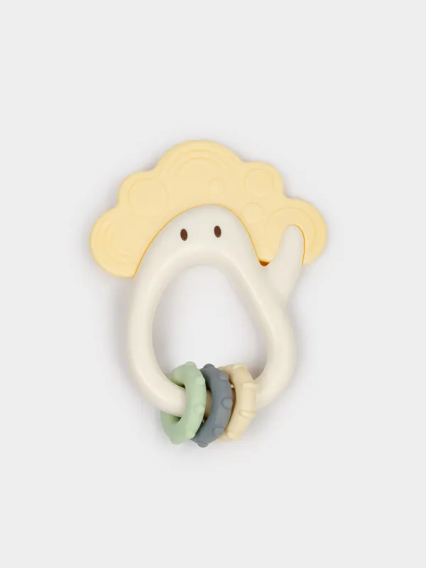 Игрушка-прорезыватель, 3 подвески, на кольце, силикон/пластик, бежевая, Kiddy, image-0