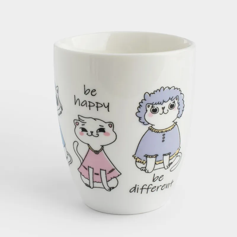 Саптыаяқ, 320 мл, фарфор N, ақ, Сәнді мысықтар, Cat, image-3