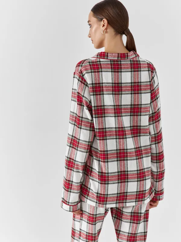 Әйелдерге арналған костюм, үйге арналған, өлшемі XL, шалбармен, мақта, қызыл және ақ түсті, Тор, Patsy, image-5