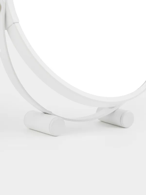 Зеркало настольное, 19х18/15 см, двустороннее, металл, круглое, белое, Vesta, image-4