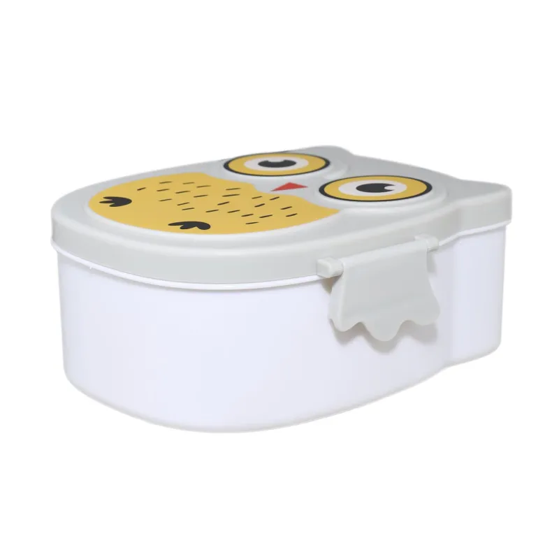 Контейнер, детский, 17х14 см, 2 отд, с клипсами, пластик, серый, Сова, Childhood, image-2