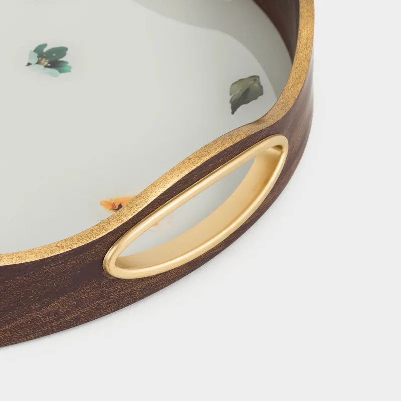 Науа, 34 см, пластик/шыны, дөңгелек, алтын, Гүлдер, Generic flowers, image-3