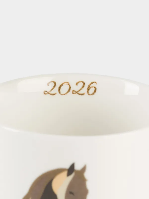 Саптыаяқ, 420 мл, фарфор N, ақ-қоңыр, Жылқы, Horse art, image-3