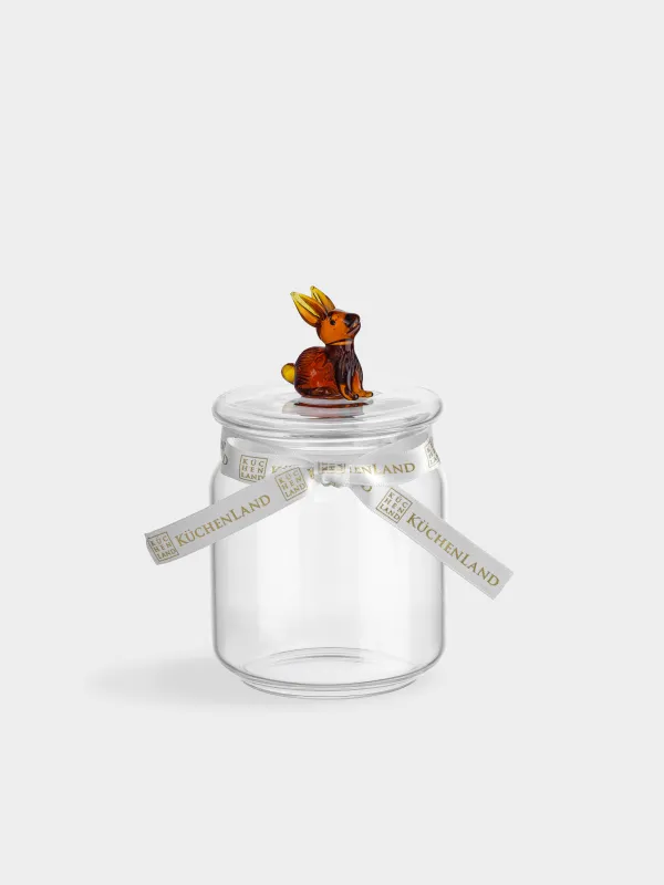 Сусымалы өнімдерге арналған құты, 450 мл, шыны Б, Кәріптас қоян, Clear figure, image-0