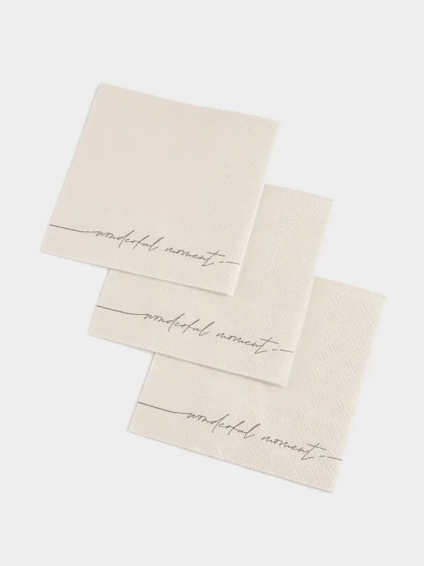 Салфетки бумажные, 21х21 см, 20 шт, квадратные, белые, Wonderful moment, Scroll, image-2