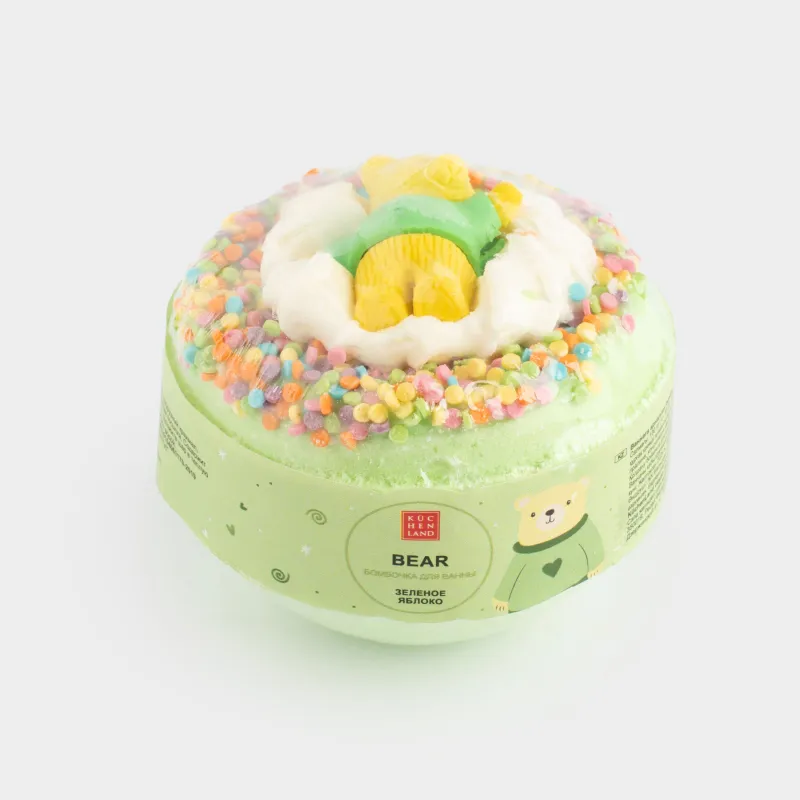Бомбочка для ванны, с игрушкой, Зеленое яблоко, Bear, image-2
