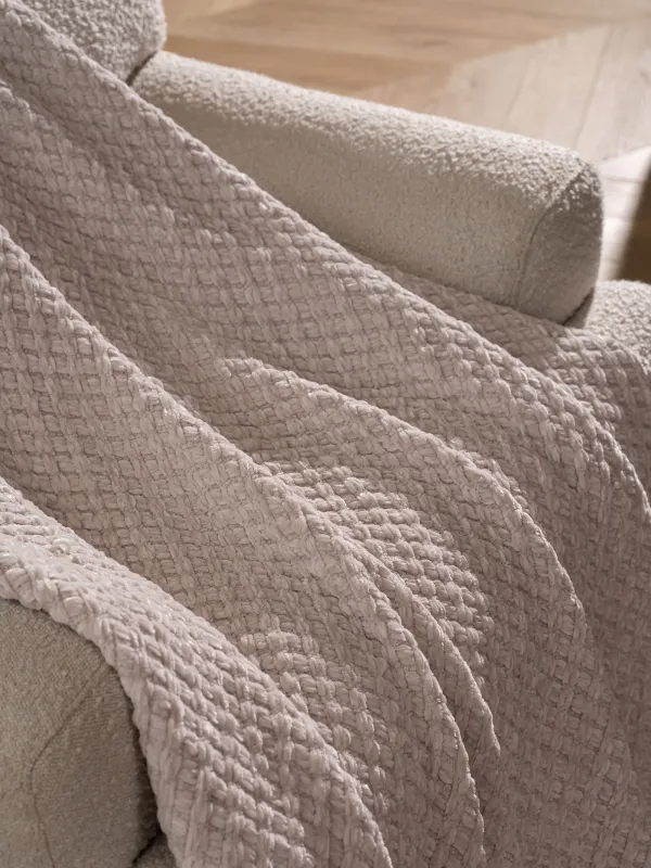 Жамылғы, 130х160 см, шашағы бар, шенилл, сүт түстес, Chenill, image-1