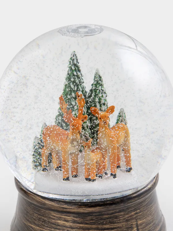 Қар шамы, 15 см, жарықтандырылған, пластик, қола, Ормандағы бұғы, Bronze style, image-2