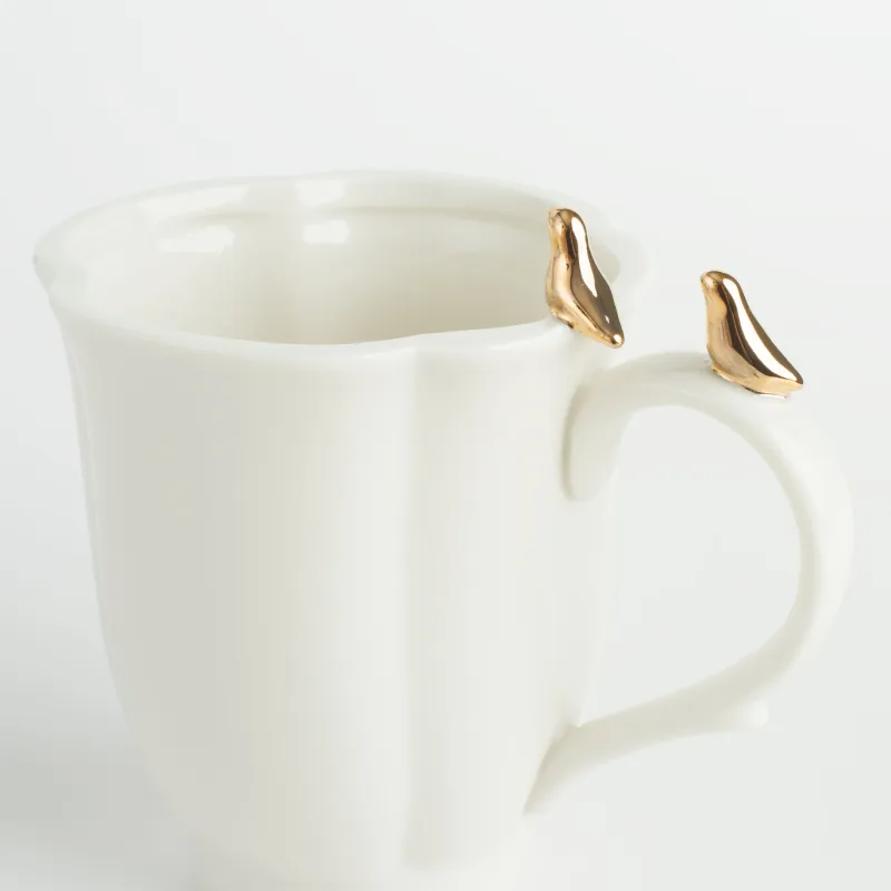 Кружка, 370 мл, фарфор P, молочная, Птицы на ручке, Paradise garden, image-4