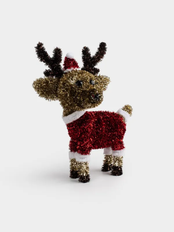 Статуэтка, 34 см, мишура/пластик, золотистая, Олень, Tinsel decor, image-2