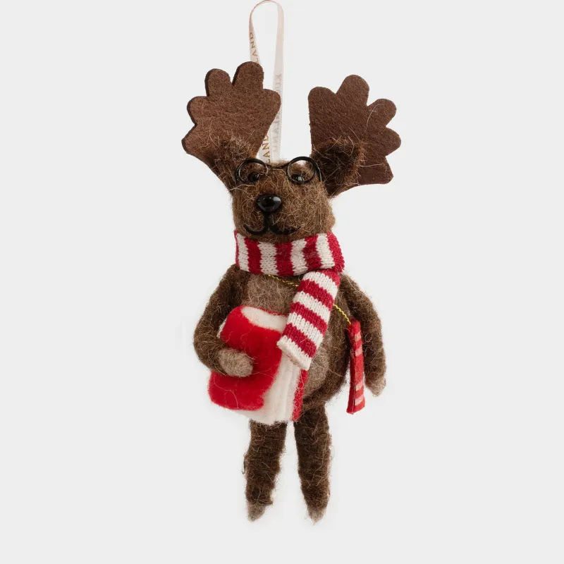 Шырша ойыншығы, 10х15 см, полиэстер, қоңыр, Бұғы, Figure Christmas Fuzz