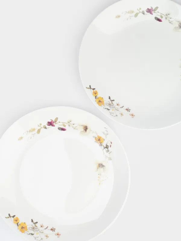 Тіскебасар тәрелкесі, 23 см, 2 дана, фарфор N, ақ, Сары гүлдер, Floweri, image-3