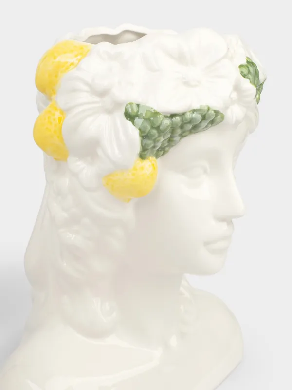 Гүл вазасы, 26 см, сәндік, керамика, сүт түстес, Жемісі мен гүлдері бар қыз, Girls, image-3